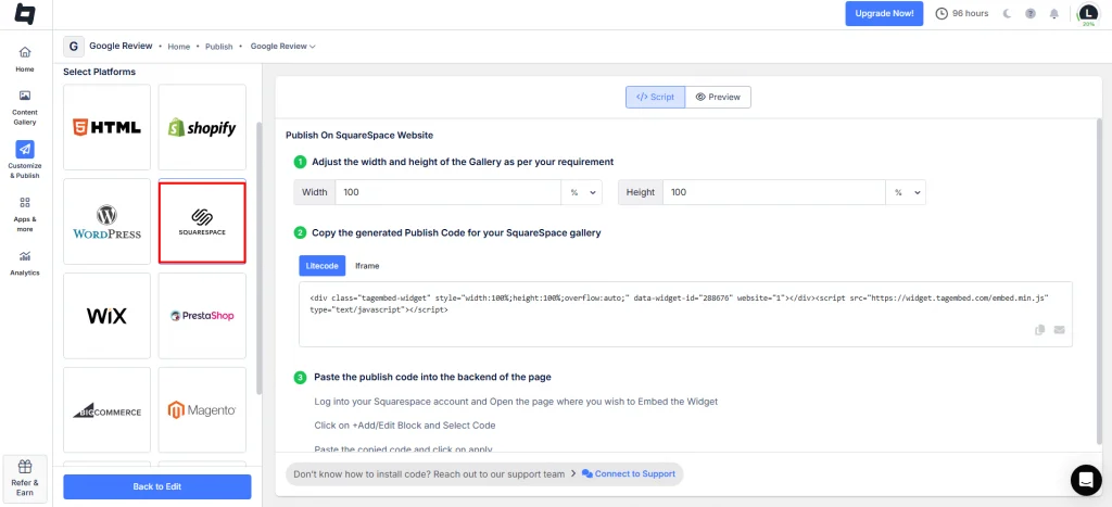 add google reviews to squarespace