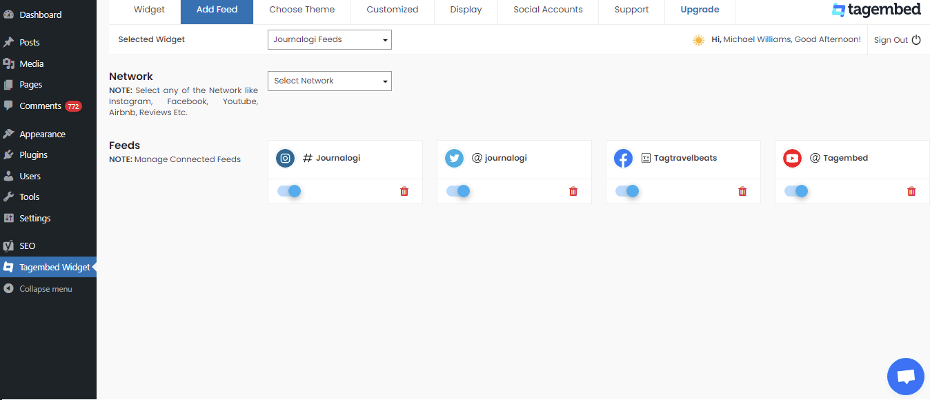 Tagembed Social Media Feed WordPress Plugin