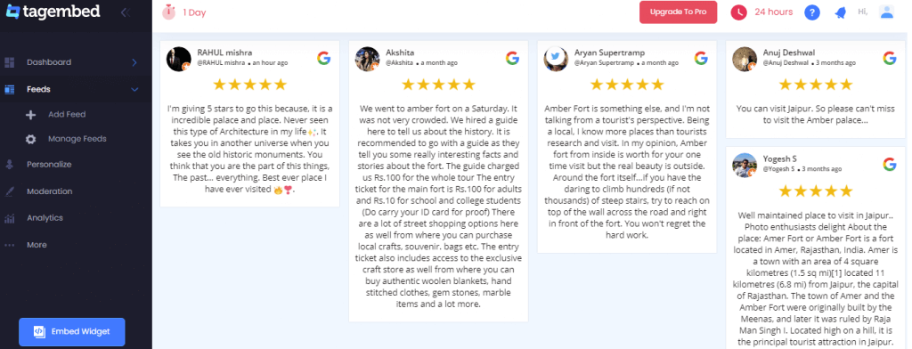 embed Google Reviews in HTML website