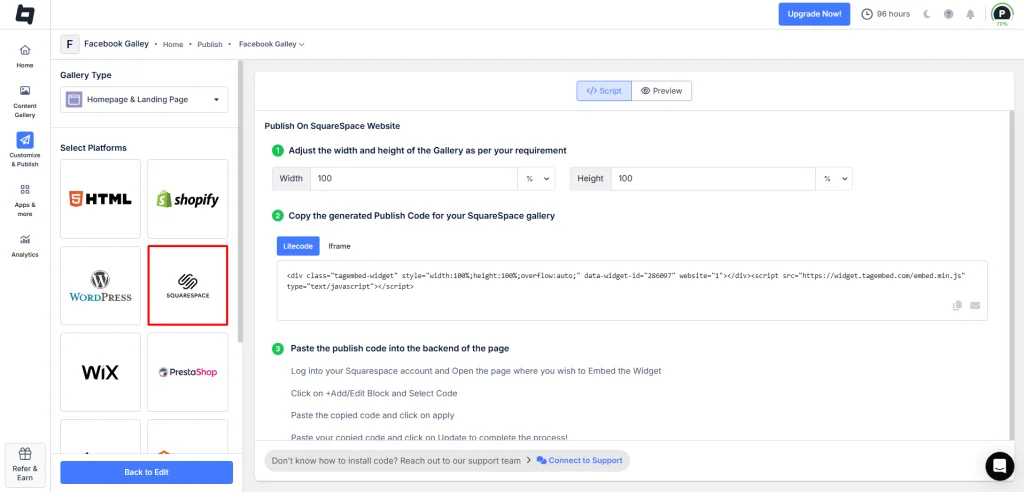 add facebook feed to squarespace