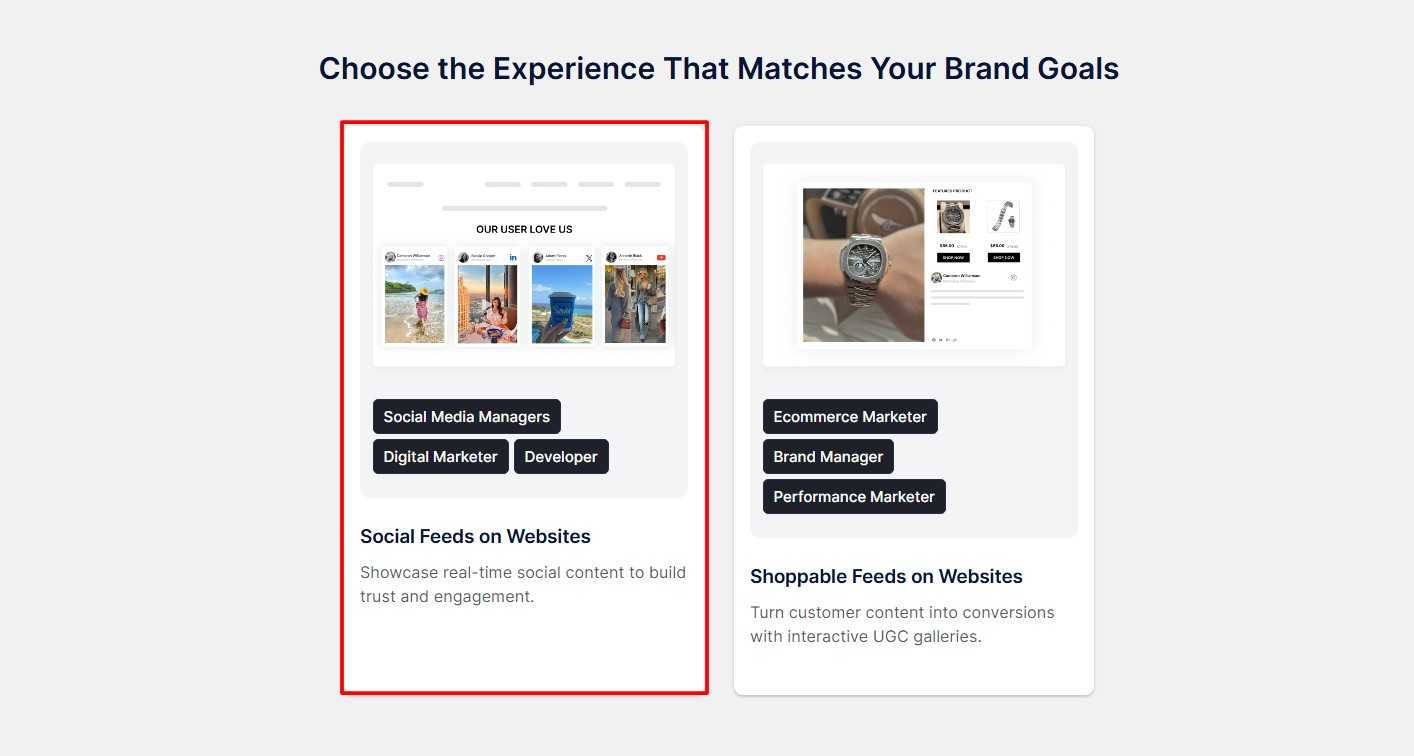 choose Social feeds on website