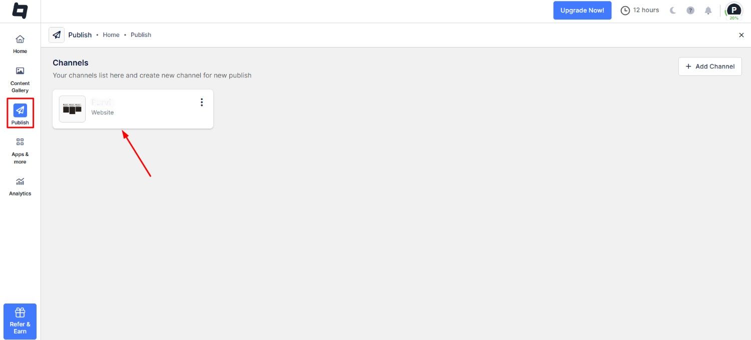 select website as your channel