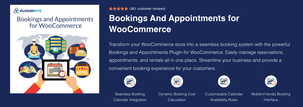 Bookings and Appointments for WooCommerce by PluginHive