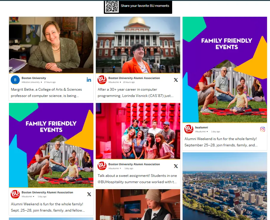 Boston University Social Media wall