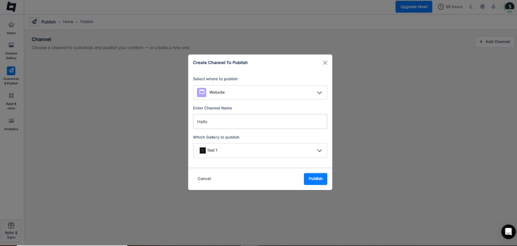 select website as channel