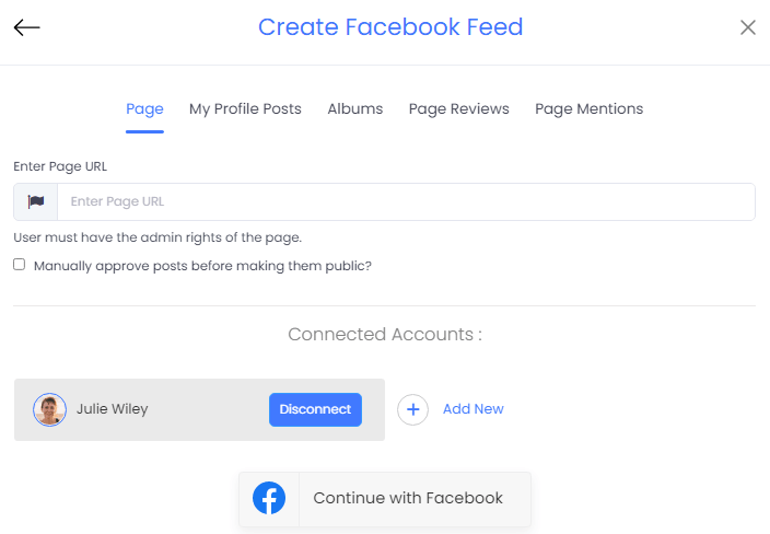 create facebook feed