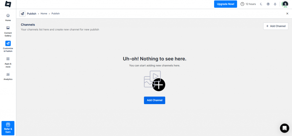 click on add channel