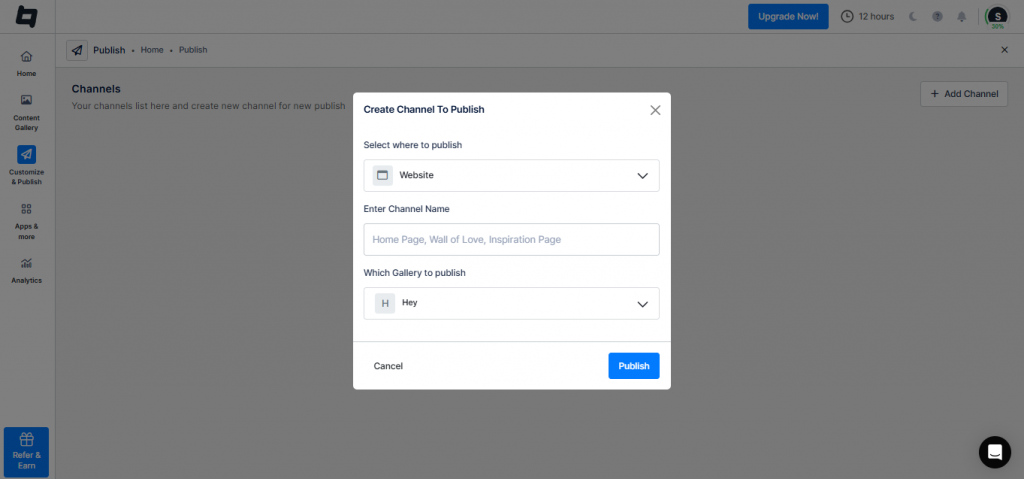 select website as your channel list