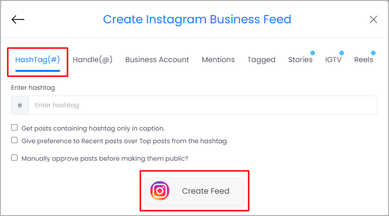 Create Instagram Hashtag Feed