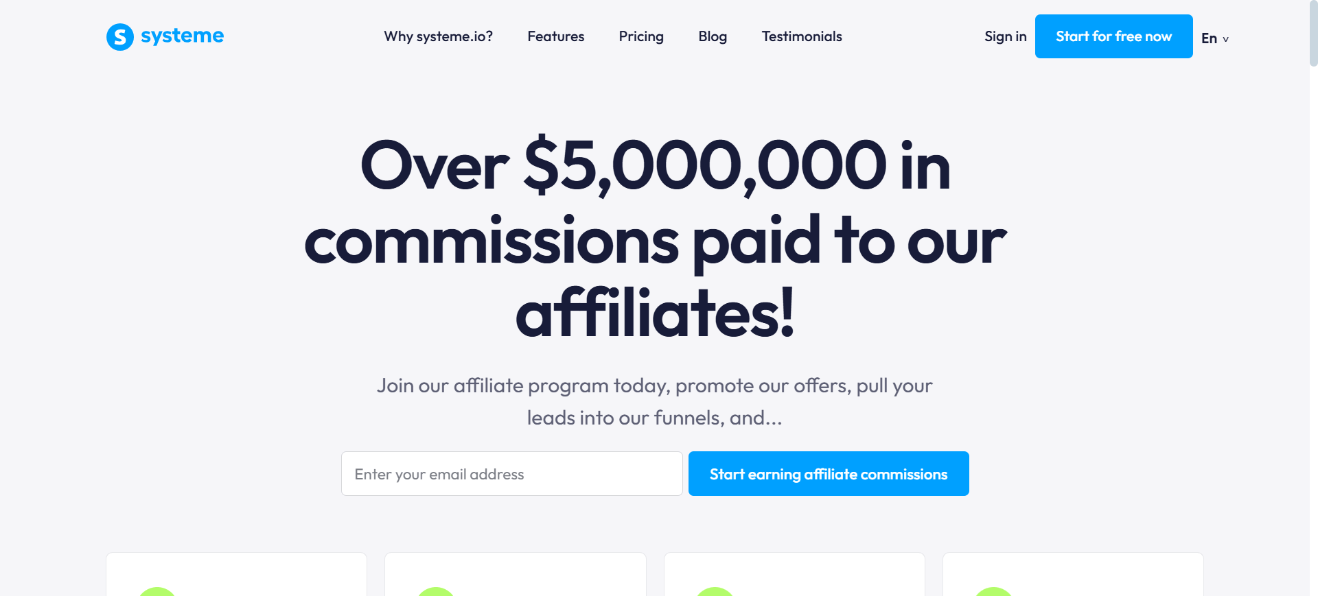 Affiliate program systeme io