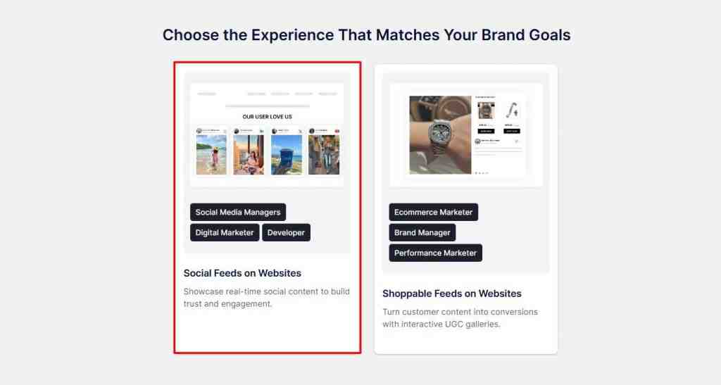 choose experience to create google review widget