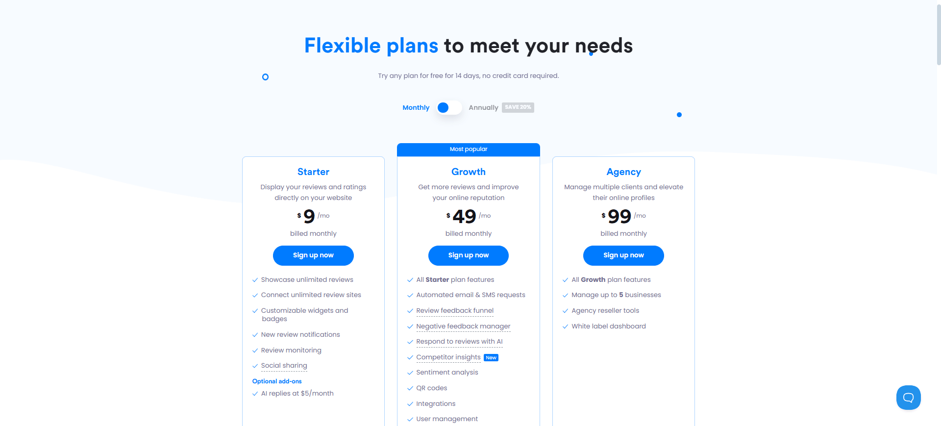 reviews on my website pricing