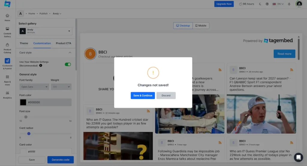 Generate Embed Code For Rss Feed