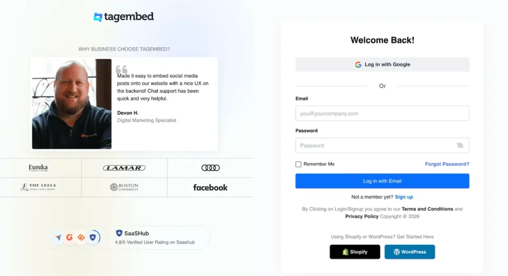 Create an account on Tagembed