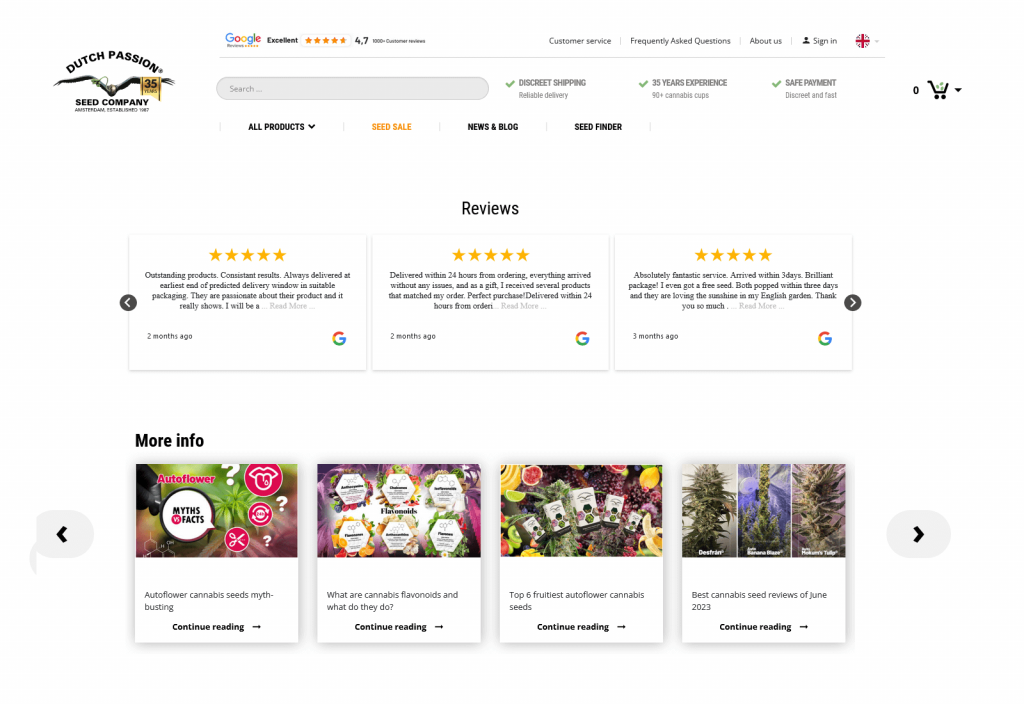 Example Website Using Google Reviews - 5 - dutch-passion