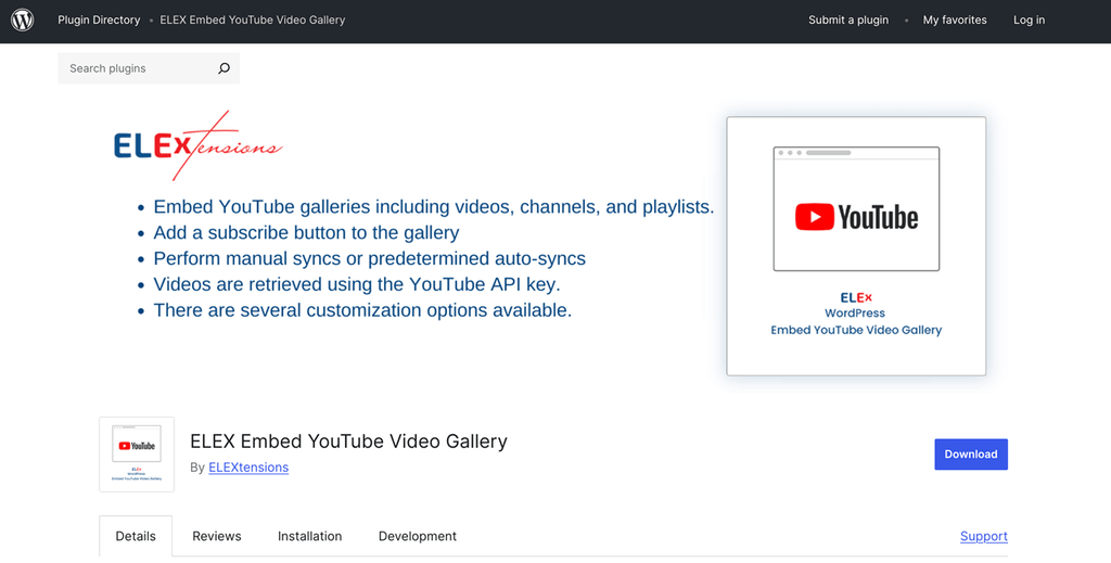 ELEX WordPress Video Gallery