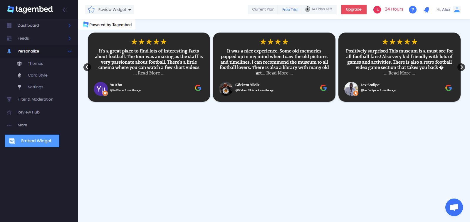 Create a google reviews feed with Tagembed