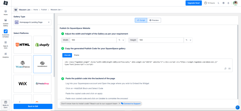 squarespace platform