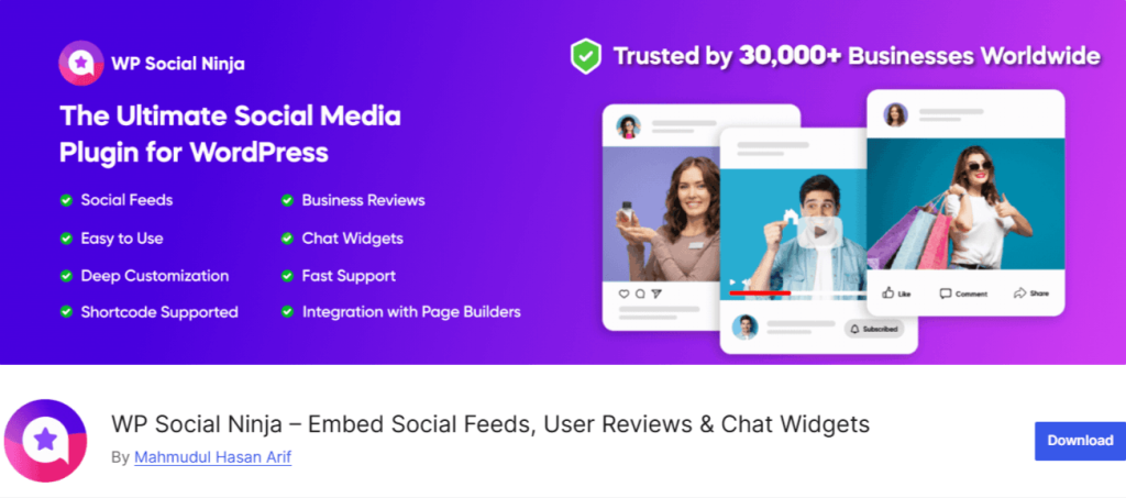 WP Social Ninja – Embed Social Feeds, User Reviews & Chat Widgets
