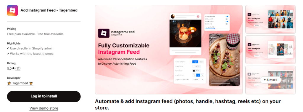 Tagembed Instagram Reels Shopify App