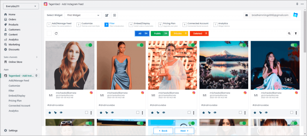 Filter your collected Instagram feed for Shopify