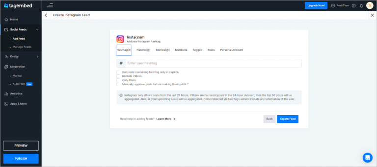 choose your Instagram feed post type then embed Instagram Feed on website