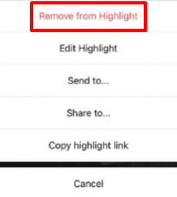 Removing Stories from Highlights