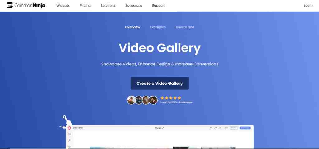 common ninja video gallery widget