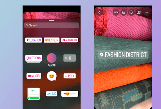location tags for Instagram story