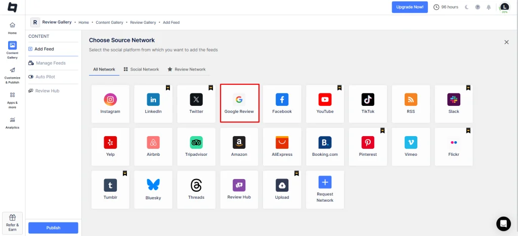 choose your sourse network