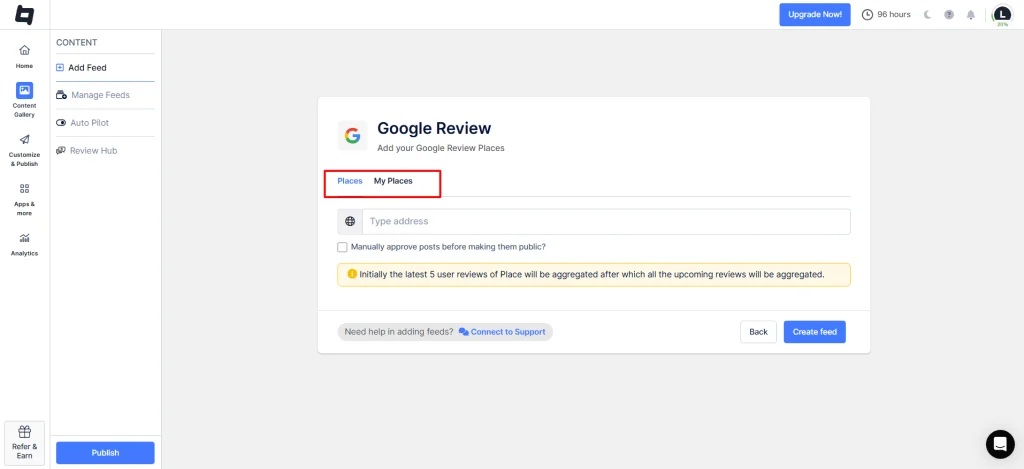 select connection type