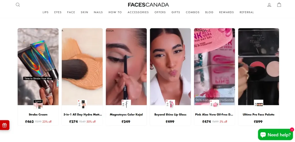 Shoppable Instagram video by faces canada