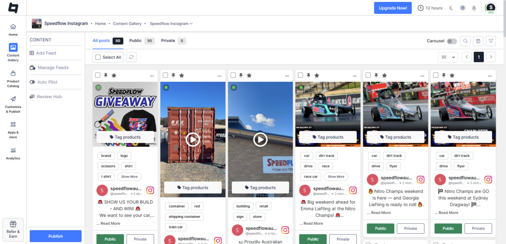 Shoppable Instagram video gallery