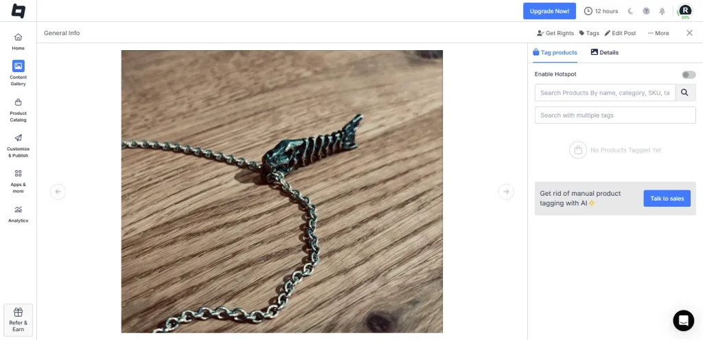 Tag product in shoppable reel