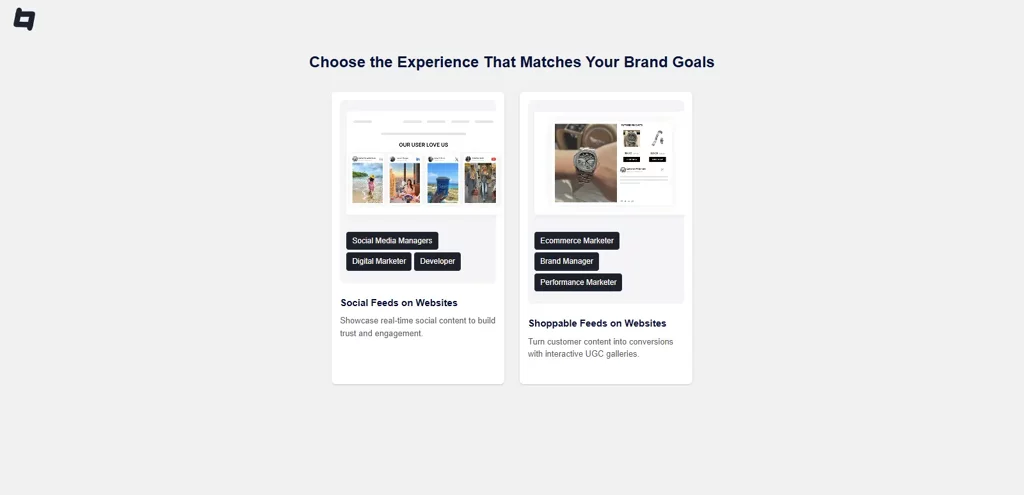 Select Shoppable feed on Websites