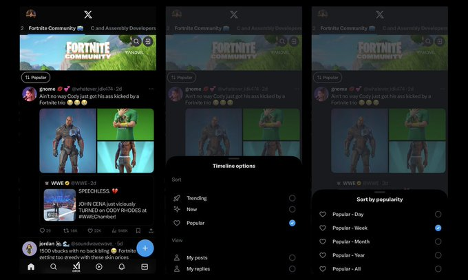 community feed sorting