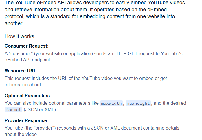 YouTube oEmbed API