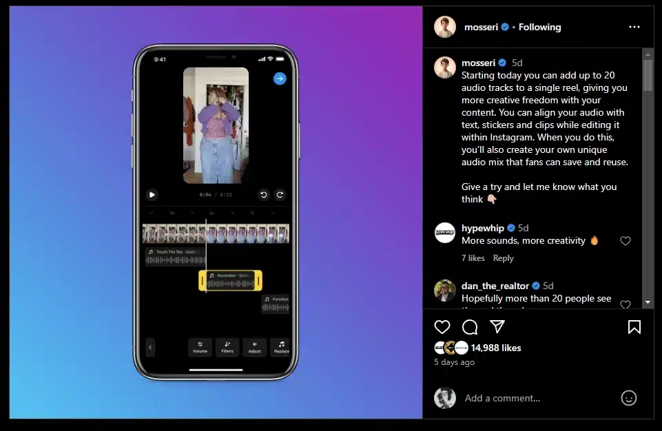 add upto 20 tracks on reels