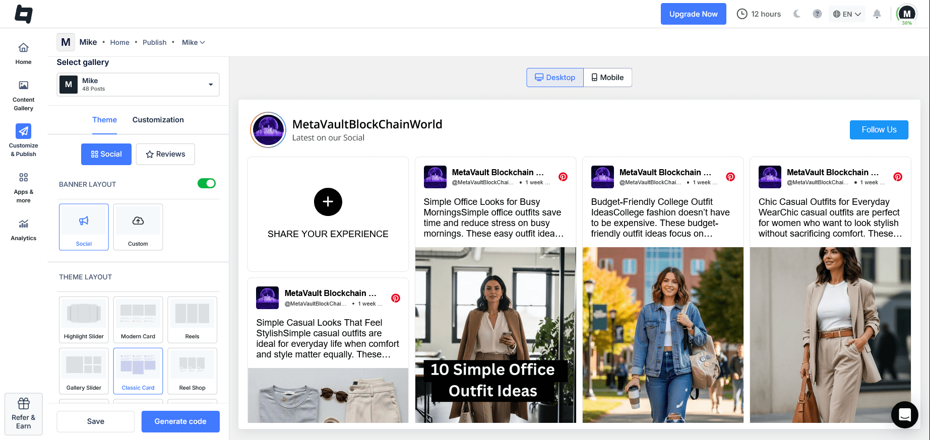Pinterest content themes
