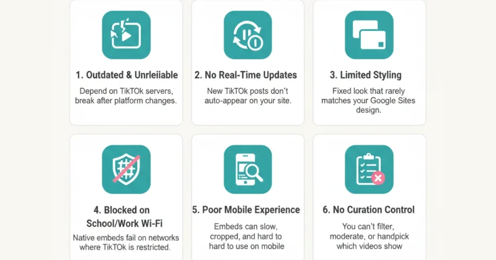 Limitations of Native TikTok Embeds on Google Sites