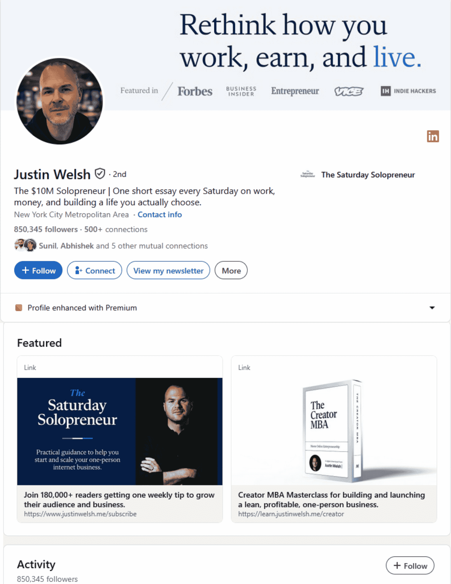 Justin welsh linkedin