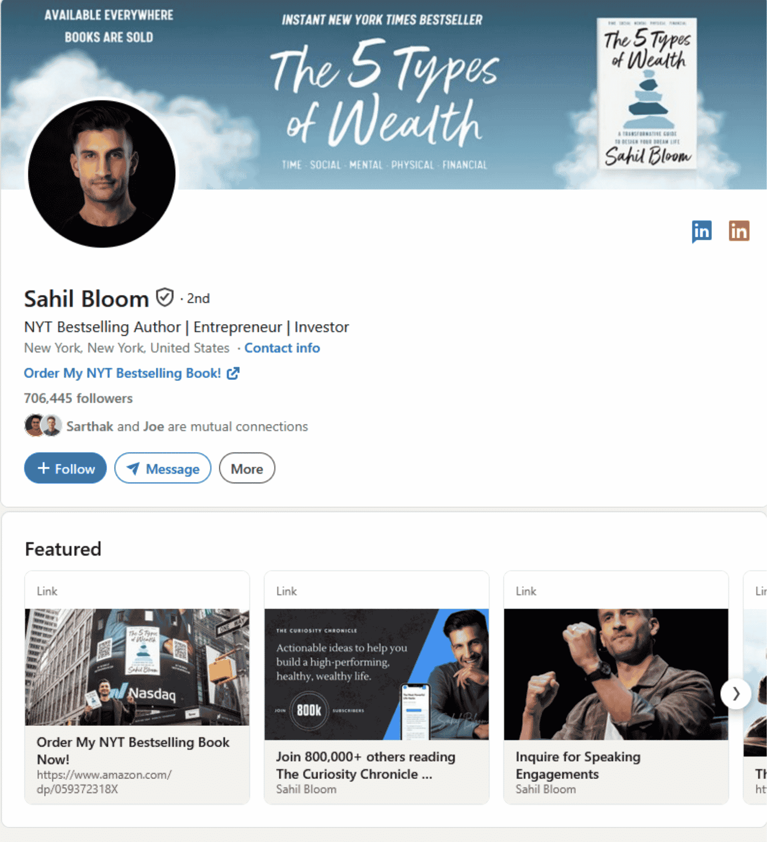 sahil bloom linkedin profile