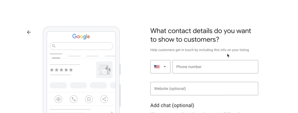 Add your business contact details