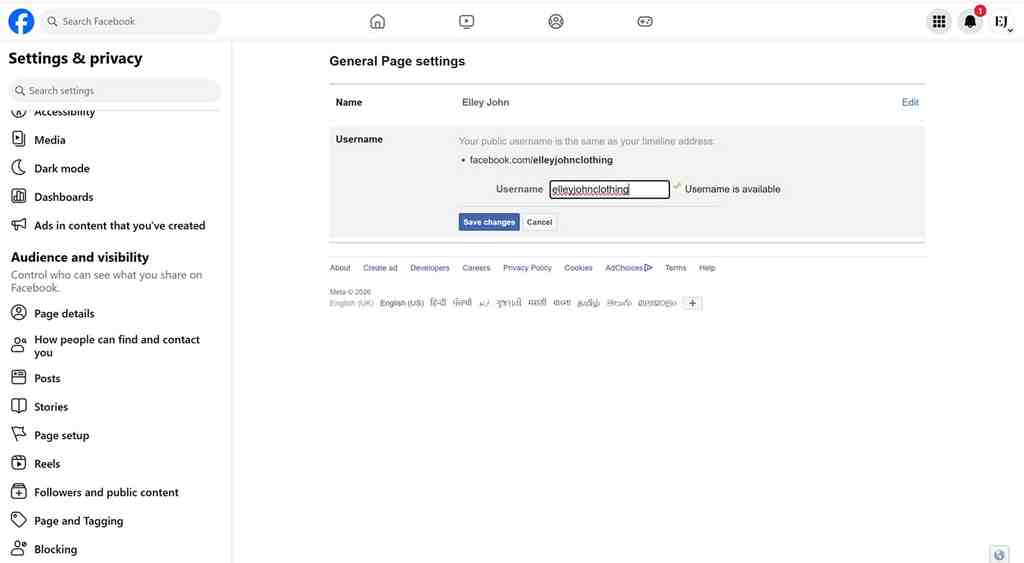 Switch to Your Page Profile & Set Your Username
