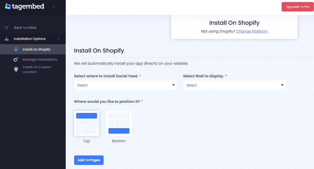tagembed shopify app on store