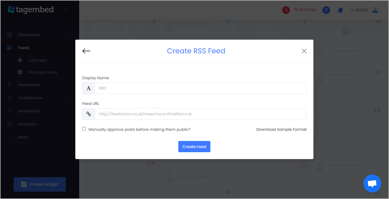 Add RSS Feeds on elementor