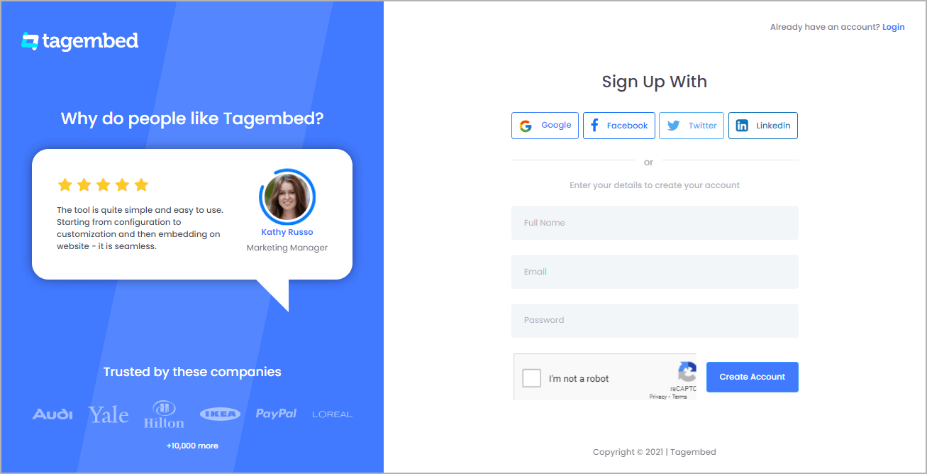 signup by tagembed