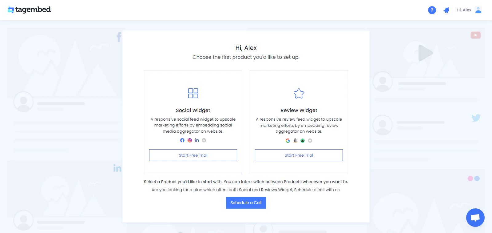 Social widget and review widget