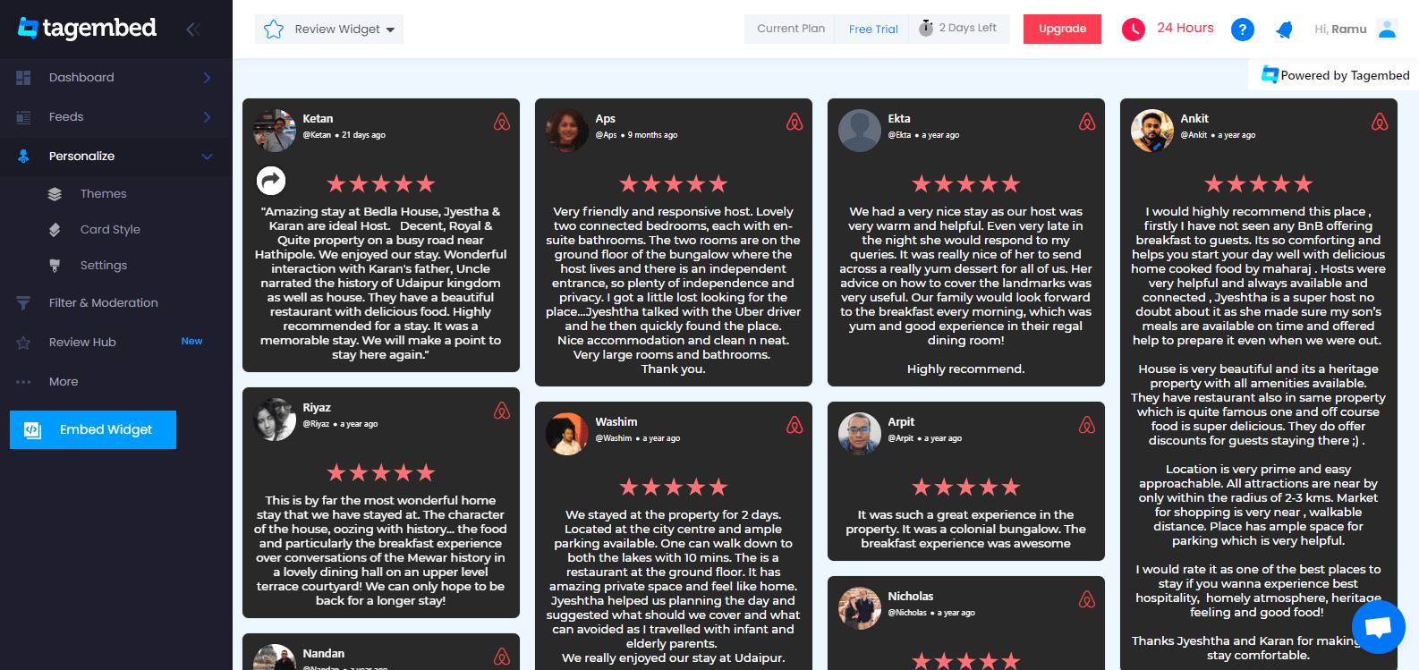 Display airbnb reviews
