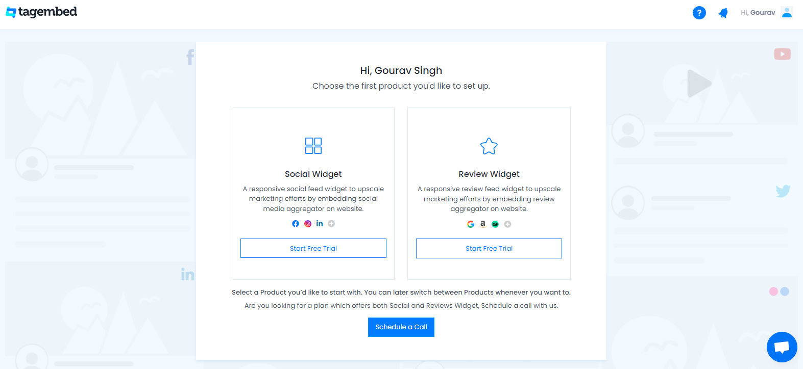 Social widget or Review widget